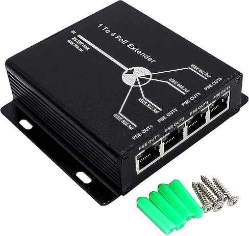 موسع PoE BeElion 4 منافذ 10/100 م 10/100BASE-TX IEEE802.3at (طاقة داخلية) إلى IEEE802.3af (طاقة خارجية) لطاقة الإيثرنت/PoE وAP، وكاميرا IP، وهاتف IP ومعدات الشبكات الأخرى in Saudi Arabia