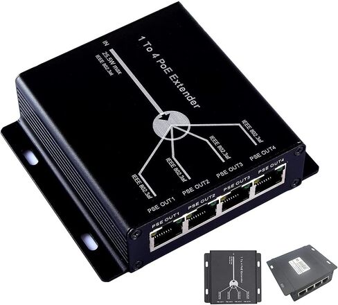 موسع PoE BeElion 4 منافذ 10/100 م 10/100BASE-TX IEEE802.3at (طاقة داخلية) إلى IEEE802.3af (طاقة خارجية) لطاقة الإيثرنت/PoE وAP، وكاميرا IP، وهاتف IP ومعدات الشبكات الأخرى in Saudi Arabia