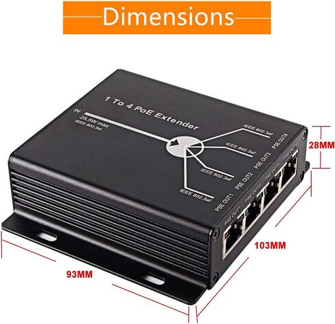 موسع PoE BeElion 4 منافذ 10/100 م 10/100BASE-TX IEEE802.3at (طاقة داخلية) إلى IEEE802.3af (طاقة خارجية) لطاقة الإيثرنت/PoE وAP، وكاميرا IP، وهاتف IP ومعدات الشبكات الأخرى in Saudi Arabia