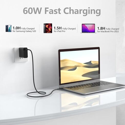 Weduda USB-C to USB-C Cable 6ft,Soft Silicone USB 2.0 Type C 60W Charging Cable Fast Charge for MacBook Pro 2022, iPad Pro 2022, iPad Air 4, iPad Mini 6, Galaxy S21, Pixel, Switch (Black) in Kuwait