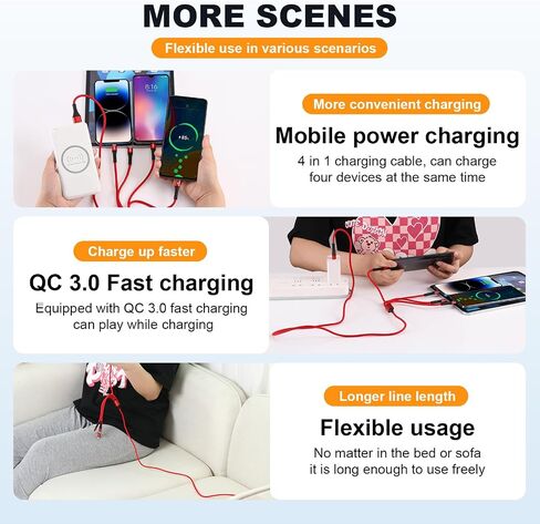 SIQIWO Multi USB C Cable Fast Charging 4FT/2 Pack, 4 in 1 Charger Cord in Kuwait