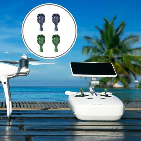 4pcs Drone Control Sticks, Detachable Drone Joysticks Controller Stick Thumb Replacement Accessories Compatible with DJI Mini 3 Pro Drone DJI RC Rocker (Black, Silver) in Saudi Arabia