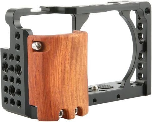 NICEYRIG Cage Kit for Sony Alpha A6300 /A6400/ A6100/A6000, with Wooden Handgrip - 109 in Saudi Arabia