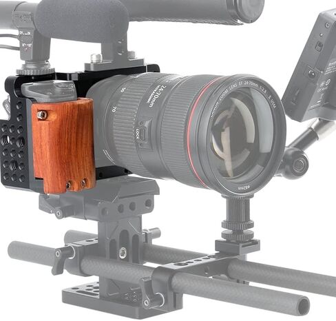 NICEYRIG Cage Kit for Sony Alpha A6300 /A6400/ A6100/A6000, with Wooden Handgrip - 109 in Saudi Arabia
