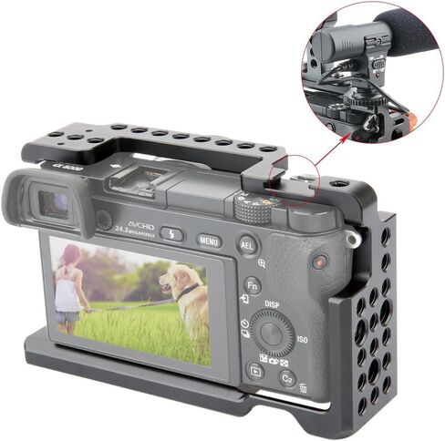 NICEYRIG Cage Kit for Sony Alpha A6300 /A6400/ A6100/A6000, with Wooden Handgrip - 109 in Saudi Arabia