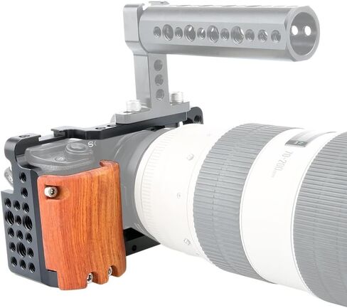NICEYRIG Cage Kit for Sony Alpha A6300 /A6400/ A6100/A6000, with Wooden Handgrip - 109 in Saudi Arabia