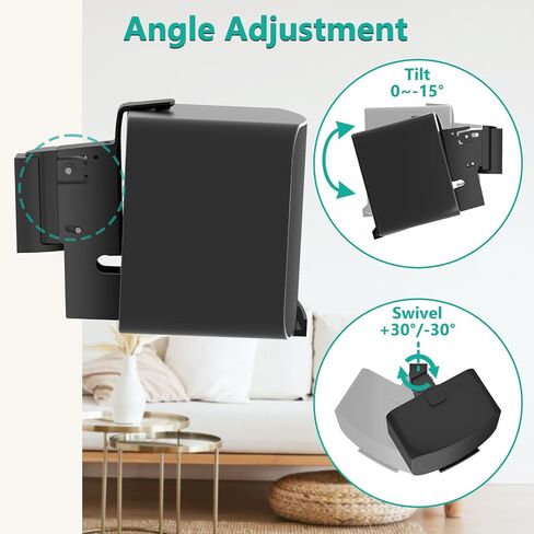 WALI Speaker Wall Mount Brackets for SONOS Play 5 Gen2 (1 Pack, Black) in Saudi Arabia