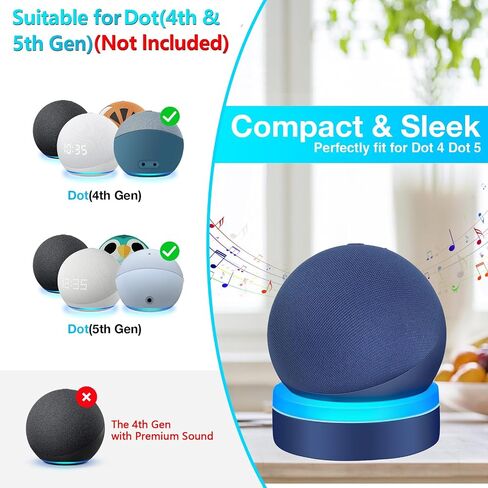 حامل طاولة ZUOLACO للجيل الخامس من Echo Dot، حامل سطح المكتب لجهاز Echo Dot 4th/5th Gen، دعامة أساسية مع دليل ضوئي، ملحقات منقطة مع إدارة كابل مدمجة، رؤية عميقة باللون الأزرق in Saudi Arabia