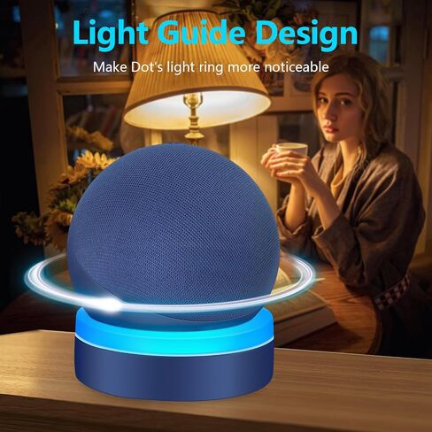 حامل طاولة ZUOLACO للجيل الخامس من Echo Dot، حامل سطح المكتب لجهاز Echo Dot 4th/5th Gen، دعامة أساسية مع دليل ضوئي، ملحقات منقطة مع إدارة كابل مدمجة، رؤية عميقة باللون الأزرق in Saudi Arabia