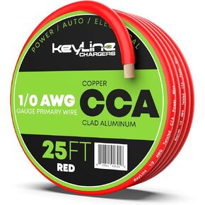 1/0 Gauge Amp Wire - 25ft Red | Best Used for Battery Cable, Marine Speaker Wiring, Solar Systems for RV Trailer, Car Audio Speaker, 8 AWG Automotive Copper Clad Aluminum (CCA) in Kuwait