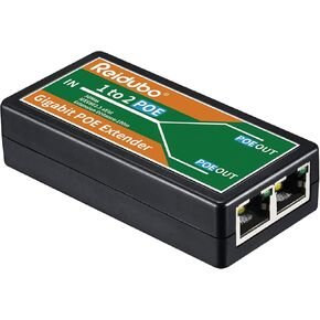 Reidubo 2 Port Gigabit PoE Extender Repeater | 1in 2 Out | 1000Mbps | Extend Additional 100m Distance|Compliant 802.3af/at | Plug and Play | for Security PoE IP Camera,Over Cat5/Cat6 Cables. in Kuwait