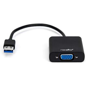 Rocstor Premium USB to VGA Adapter – USB 3.0 to VGA external USB Video Graphics Adapter for PC and Mac- Resolutions Up to 1920x1200 1080P- 1X USB 3.0 Type A Male, 1 X VGA Female – 6" - black - Compatible with PC or Mac USB Graphics Card Adapter in Saudi Arabia