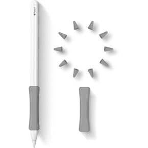 2 Pack iPencil Grip Holders Silicone Skin Cover for Apple Pencil 2nd Generation,10 Tips Cover Nib-Protector Accessories Set Compatible with iPad Pro 11 12.9 inch,Green