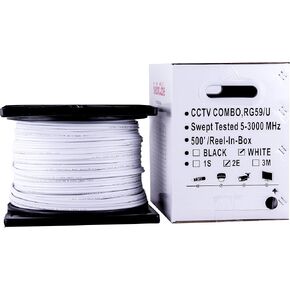 Five Star Cable 500 ft. RG59 Siamese CCTV Combo Coaxial Cable - 20AWG RG59 Video + 18/2 18AWG Power for Surviellance Security System (500 Ft, White) in Saudi Arabia