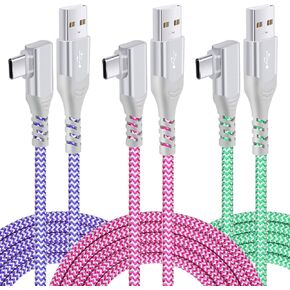 USB C Cable Fast Charging,3Pack 10ft Nylon Right Angle USB A to USB C Cable in Kuwait