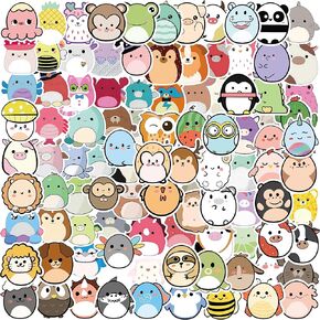 LOVELYLIFE 100pcs Squish Mellow Stickers Cute Animal Stickers Vinyl Waterproof Stickers for Adults Teens Kids Girls Boys for Journaling Hydroflask Water Bottle Luggage Guitar Skateboard Car Window Bumper Computer Laptop Phone Case Decor (white-animal) in Kuwait