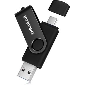 THKAILAR USB Flash Drive–128GB USB Thumb–2-in-1 Memory C Stick with USB and Type-C Port– Compatible with Samsung Mac Pro Laptops Tablets PC–High-Speed Data Transfer(Black)