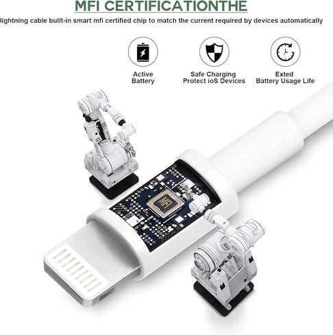 شاحن iPad، شاحن iPhone، عبوتان 【معتمد من Apple MFi】 شاحن 12 وات، قابس سفر محمول قابل للطي مع كابل Lightning بطول 3.3FT متوافق مع iPhone، iPad، iPad Mini 1/2/3/4/5، iPad Air 1/2/3 in Kuwait
