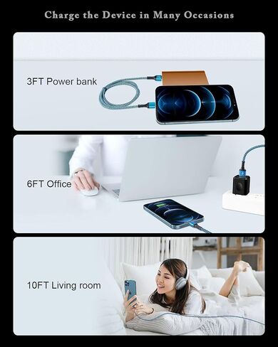 Short iPhone Charger Cord, 1FT/2Pcs USB A to Lightning Cable Fast Charging in Kuwait