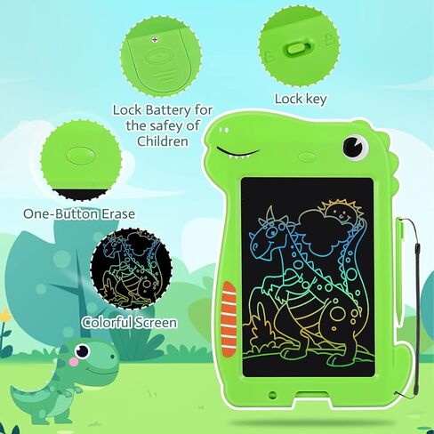 جهاز لوحي للكتابة LCD من Merabufa للأطفال أساسيات السفر مقاس 10 بوصات للكتابة للأطفال الصغار، هدية عيد ميلاد عيد الميلاد للأطفال بعمر 3 4 5 6 7 سنوات للأولاد والبنات لوحة رسم ديناصور للأطفال in Kuwait