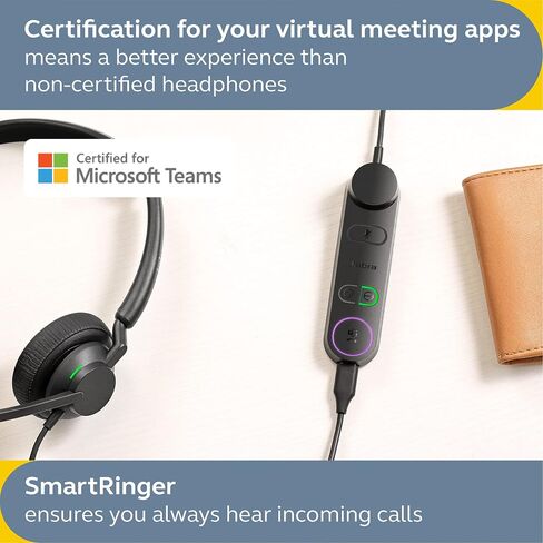 Jabra Engage 50 II Wired Stereo Headset with Link Call Control - Noise-Cancelling 3-Mic Technology, USB-A Cable - Works with All Leading Unified Communications Platforms Such as Zoom & Unify - Black in Saudi Arabia