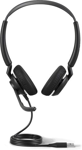 Jabra Engage 50 II Wired Stereo Headset with Link Call Control - Noise-Cancelling 3-Mic Technology, USB-A Cable - Works with All Leading Unified Communications Platforms Such as Zoom & Unify - Black in Saudi Arabia