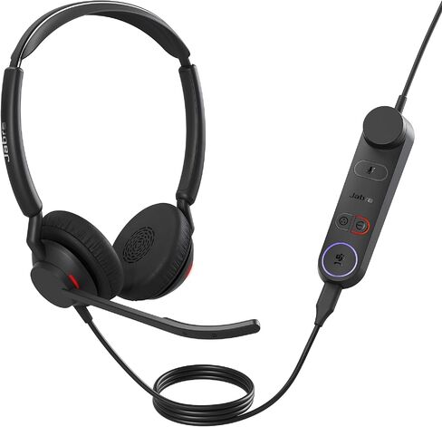 Jabra Engage 50 II Wired Stereo Headset with Link Call Control - Noise-Cancelling 3-Mic Technology, USB-A Cable - Works with All Leading Unified Communications Platforms Such as Zoom & Unify - Black in Saudi Arabia