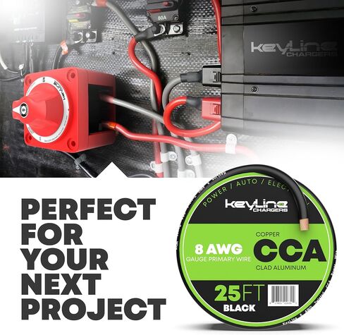 1/0 Gauge Amp Wire - 25ft Red | Best Used for Battery Cable, Marine Speaker Wiring, Solar Systems for RV Trailer, Car Audio Speaker, 8 AWG Automotive Copper Clad Aluminum (CCA) in Saudi Arabia