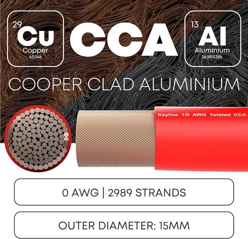 1/0 Gauge Amp Wire - 25ft Red | Best Used for Battery Cable, Marine Speaker Wiring, Solar Systems for RV Trailer, Car Audio Speaker, 8 AWG Automotive Copper Clad Aluminum (CCA) in Kuwait