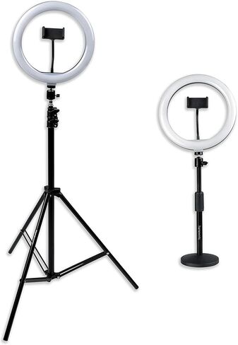 Gator Frameworks 10-Inch LED Desktop Ring Light Stand with Phone Holder and Compact Weighted Base, (GFW-RINGLIGHTDSKTP) in Kuwait