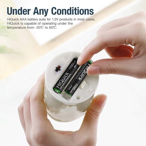 HiQuick AAA Rechargeable Batteries 8-Pack, 1100mAh, Pre-Charged NiMH, 1.2V | Long-lasting power for remotes, toys, and cameras，recharges up to 1200 times， Recycled, Pre-charged in Kuwait