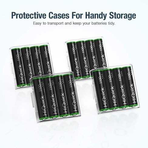 HiQuick AAA Rechargeable Batteries 8-Pack, 1100mAh, Pre-Charged NiMH, 1.2V | Long-lasting power for remotes, toys, and cameras，recharges up to 1200 times， Recycled, Pre-charged in Kuwait