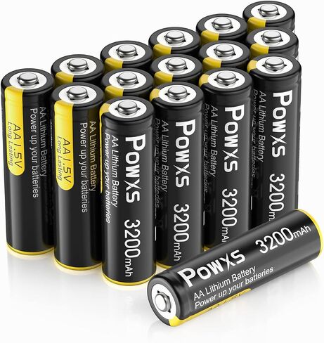 POWXS AA Lithium Batteries, 16 Pack 1.5V Lithium Iron Double A Batteries 3200mAh Super Capacity for High Drain Device【Non-Rechargeable】 in Saudi Arabia