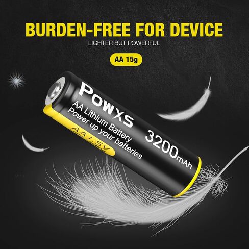 POWXS AA Lithium Batteries, 16 Pack 1.5V Lithium Iron Double A Batteries 3200mAh Super Capacity for High Drain Device【Non-Rechargeable】 in Saudi Arabia
