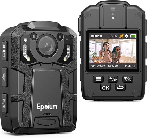 كاميرا الجسم Epoium EM2 128GB 4K، دعم مسار GPS، بطارية 4600 مللي أمبير في الساعة، تسجيل فيديو 14 ~ 16 ساعة، مقاومة للماء IP67، كاميرا مثبتة على الجسم مع رؤية ليلية وحماية الملفات للتسجيل in Kuwait