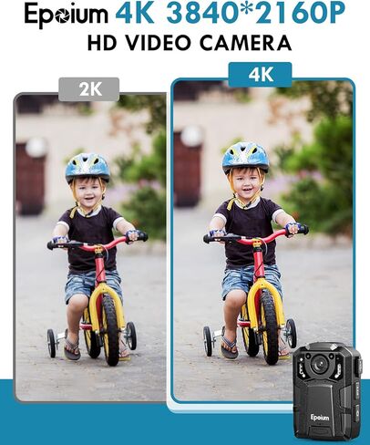 كاميرا الجسم Epoium EM2 128GB 4K، دعم مسار GPS، بطارية 4600 مللي أمبير في الساعة، تسجيل فيديو 14 ~ 16 ساعة، مقاومة للماء IP67، كاميرا مثبتة على الجسم مع رؤية ليلية وحماية الملفات للتسجيل in Kuwait