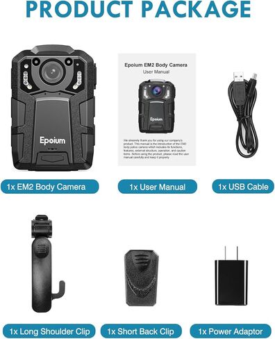 كاميرا الجسم Epoium EM2 128GB 4K، دعم مسار GPS، بطارية 4600 مللي أمبير في الساعة، تسجيل فيديو 14 ~ 16 ساعة، مقاومة للماء IP67، كاميرا مثبتة على الجسم مع رؤية ليلية وحماية الملفات للتسجيل in Kuwait