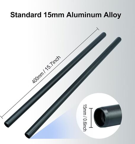 15mm Camera Rods Aluminum Alloy 16Inch Black Rail Rod 400mm Pack of 2- (A014-16 Rod-400mm) in Saudi Arabia