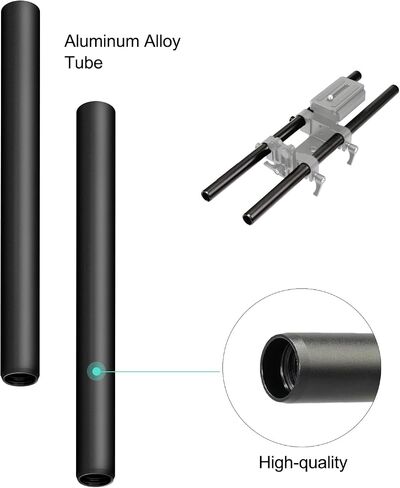 15mm Camera Rods Aluminum Alloy 16Inch Black Rail Rod 400mm Pack of 2- (A014-16 Rod-400mm) in Saudi Arabia