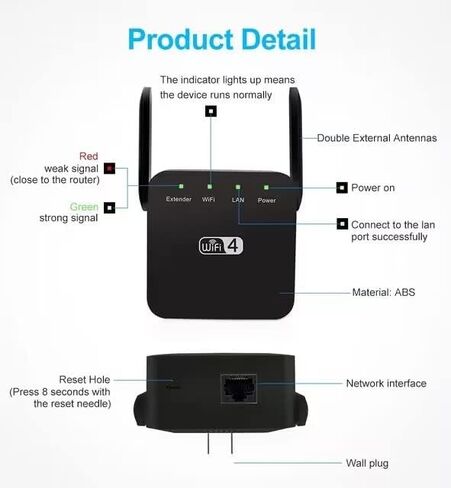 أحدث موسع واي فاي لعام 2023، مكرر واي فاي، معزز واي فاي، يغطي ما يصل إلى 8640 قدم مربع و40 جهازًا، معزز الإنترنت - مع منفذ إيثرنت، إعداد سريع، معزز الإشارة اللاسلكية المنزلية in Kuwait