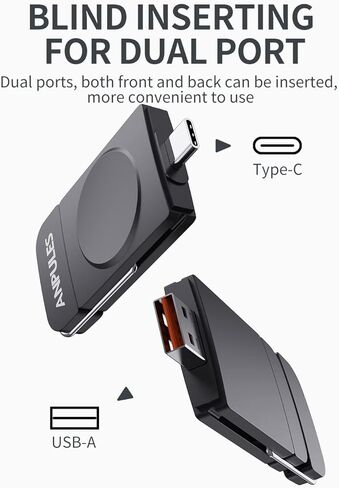 شاحن ساعة محمول لساعة سامسونج جالاكسي 5 - شاحن ساعة انبوليز USB C وUSB A [OTG] لساعة جالاكسي ووتش، شاحن لاسلكي مغناطيسي لساعة جالاكسي 4/4 كلاسيك/3/جالاكسي اكتيف 2 (اسود) in Kuwait