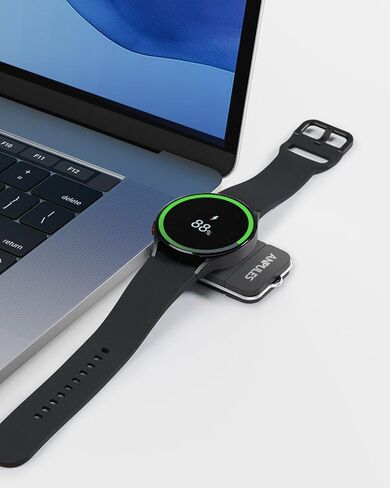 شاحن ساعة محمول لساعة سامسونج جالاكسي 5 - شاحن ساعة انبوليز USB C وUSB A [OTG] لساعة جالاكسي ووتش، شاحن لاسلكي مغناطيسي لساعة جالاكسي 4/4 كلاسيك/3/جالاكسي اكتيف 2 (اسود) in Kuwait