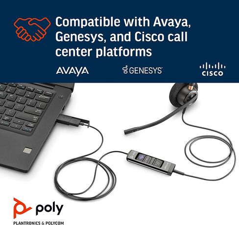 سماعة راس انكور برو 515-M USB-A وUSB نوع C (بلانترونيكس) من بولي - محسنة للفرق - ازرار الرد على المكالمات والامساك - تعمل مع منصات مركز الاتصال افايا وجينسيس وسيسكو - سماعة اذن واحدة/احادية in Saudi Arabia