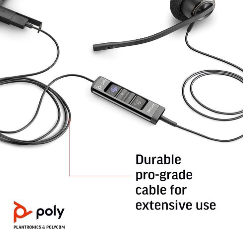 سماعة راس انكور برو 515-M USB-A وUSB نوع C (بلانترونيكس) من بولي - محسنة للفرق - ازرار الرد على المكالمات والامساك - تعمل مع منصات مركز الاتصال افايا وجينسيس وسيسكو - سماعة اذن واحدة/احادية in Saudi Arabia