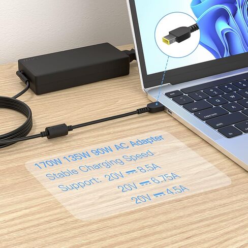 170W 20V 8.5A شاحن الكمبيوتر المحمول استبدال لينوفو ثينك باد P50 P51 P52 P53 P70 P71 P73 W540 W541 T540P P15 P17 P15V P15G T15G T15P P1 سلك إمداد محول الطاقة in Kuwait