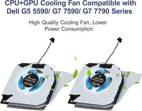 اس-يونيون مروحة تبريد جديدة بديلة لوحدة المعالجة المركزية ووحدة معالجة الرسومات الجرافيكية لجهاز ديل G5-5590 G7-7590 G7-7790 G5 5590 G7 7590 7790 P82F سلسلة لاب توب (مع معجون حراري وملعقة مسطحة) in Kuwait