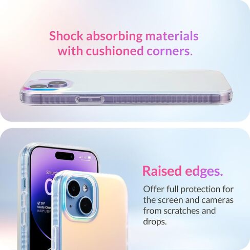 LONLI Hue - حافظة لهاتف iPhone 15 - تورتة بيضاء لؤلؤية [حماية من السقوط بطول 10 أقدام] - غطاء مقاوم للصدمات مع تأثير تغيير اللون | لطيف وفريد ​​من نوعه للنساء والفتيات والرجال (2023) in Kuwait