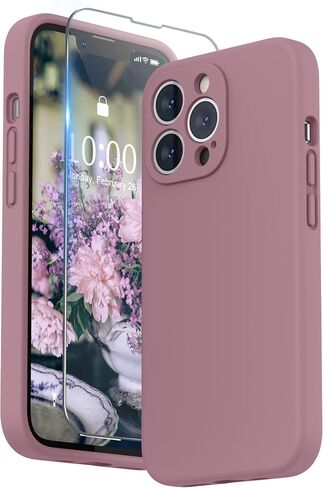 SURPHY Compatible with iPhone 13 Pro Case with Screen Protector, (Camera Protection + Soft Microfiber Lining) Liquid Silicone Phone Case 6.1 inch 2021, Lilac Purple in Kuwait