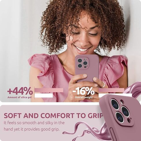 SURPHY Compatible with iPhone 13 Pro Case with Screen Protector, (Camera Protection + Soft Microfiber Lining) Liquid Silicone Phone Case 6.1 inch 2021, Lilac Purple in Kuwait