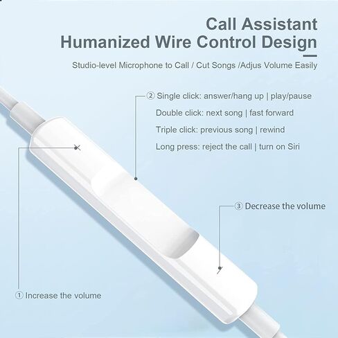 Earbuds Wired Headphones, Earphones with Built-in Microphone & Volume Control, Remote Music Control, Phone Calls, Noise Isolating Headsets Compatible with iPhone 14/13/12/11/XR/XS/X/8/7/SE/Pro Max in Kuwait